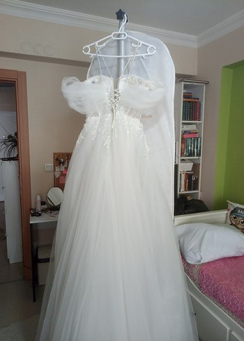 Straplez Bohem A Kesim Uzun Gelinlik yepyeni - Görsel 4