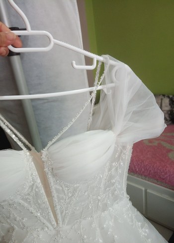 Straplez Bohem A Kesim Uzun Gelinlik yepyeni - Görsel 7