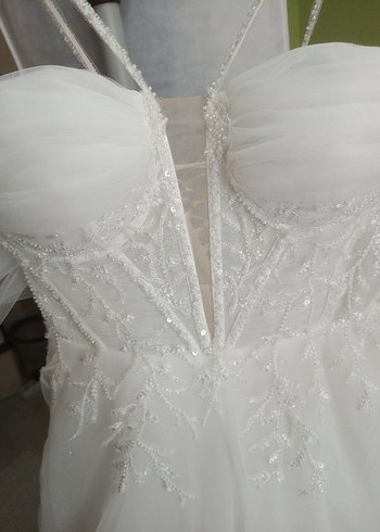 Straplez Bohem A Kesim Uzun Gelinlik yepyeni - Görsel 13