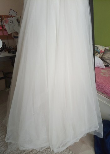 Straplez Bohem A Kesim Uzun Gelinlik yepyeni - Görsel 10