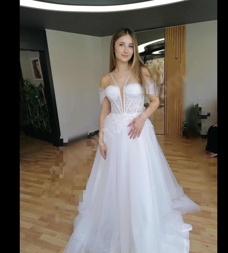 Straplez Bohem A Kesim Uzun Gelinlik yepyeni - Görsel 2