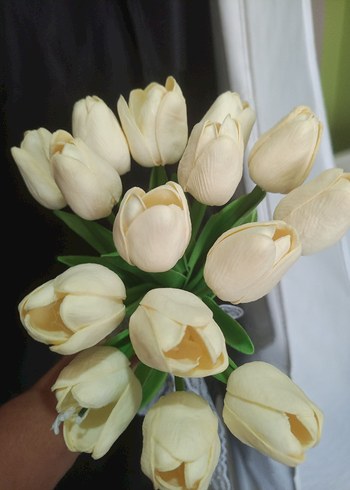 Dantel Detaylı Beyaz Minimalist Gelin Buketi - Görsel 3