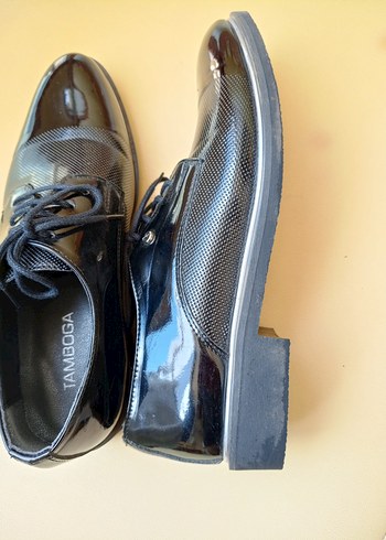 @Siyah Parlak Yılan Derisi Desenli Bağcıklı Erkek Klasik Ayakkab - Görsel 4