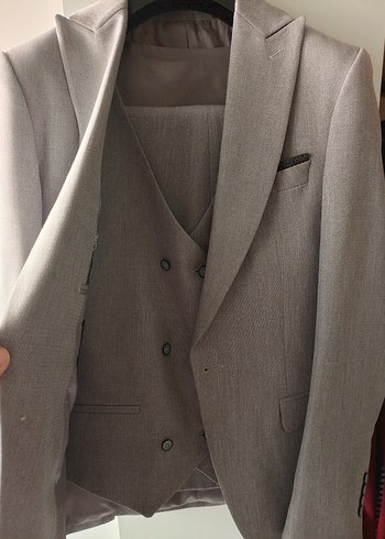 @takım elbise Düğmeli Bej Erkek Takım Elbise , damatlık - Görsel 14