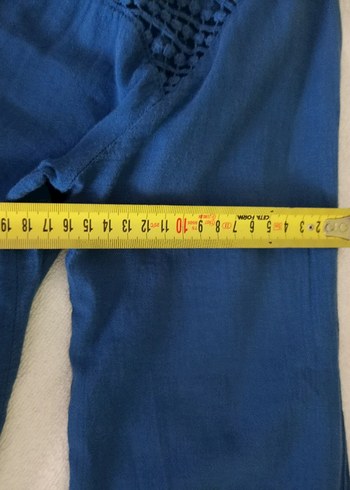 Düğmeli Mavi Nakışlı Bohem Kadın Bluz - Görsel 6