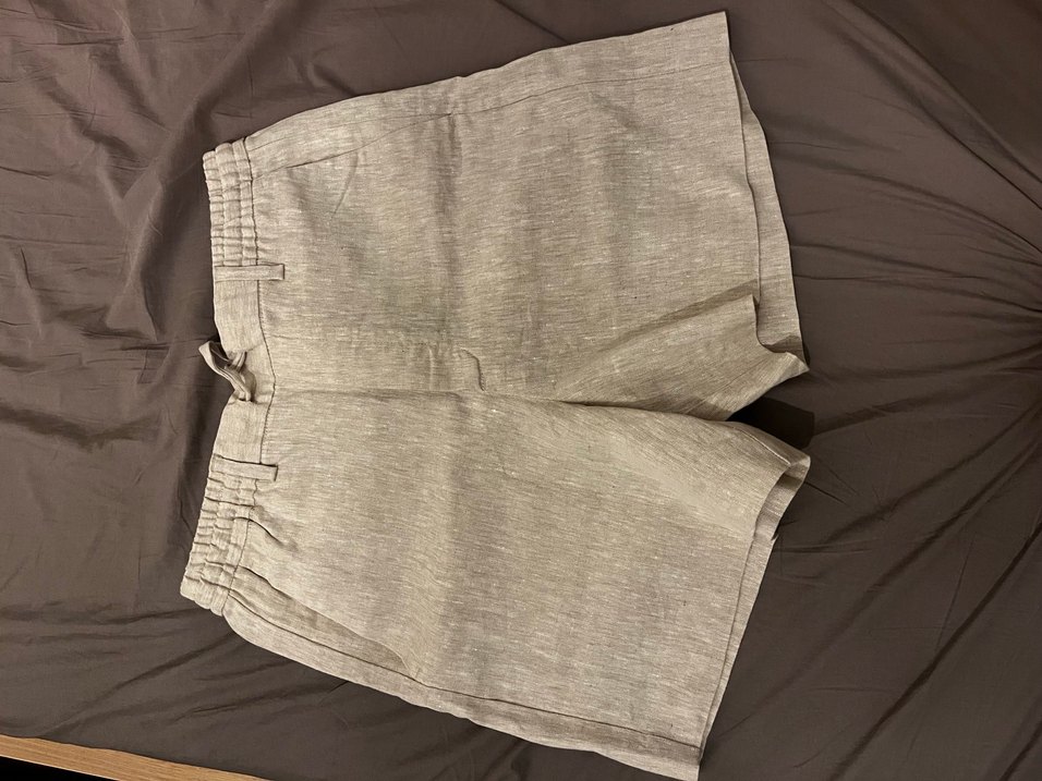 Zara Bej Keten Rahat Kesim Keten Erkek Şort - Görsel 2