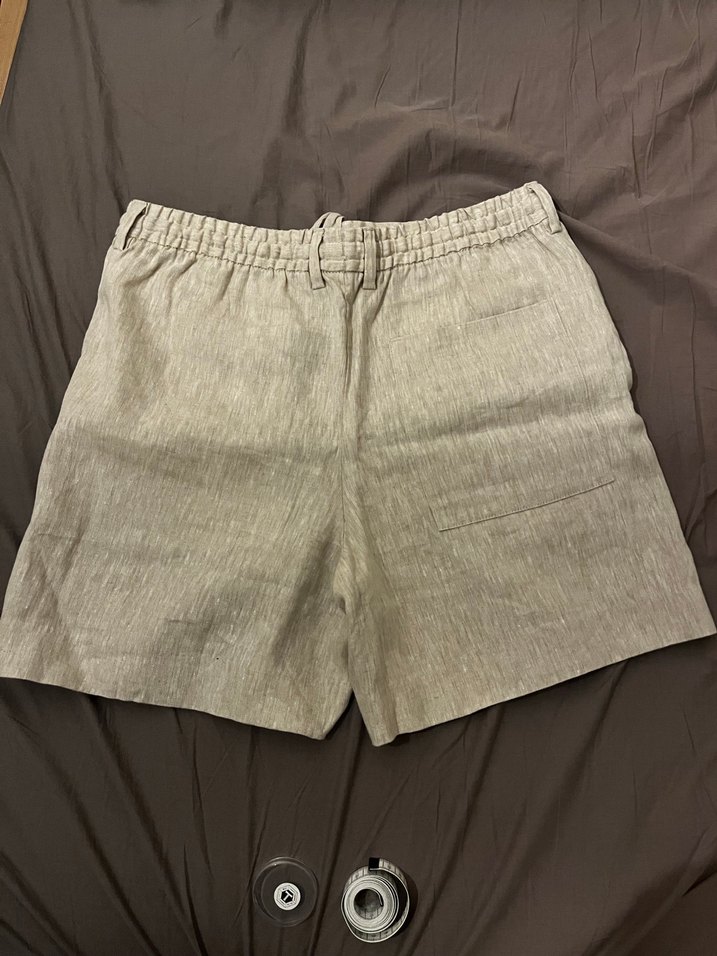 Zara Bej Keten Rahat Kesim Keten Erkek Şort - Görsel 3