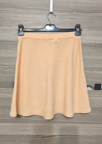 Pull and Bear Havlu Kumaş Pudra Rengi Rahat Mini Etek