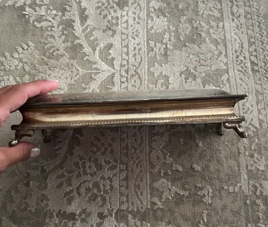 Gümüş Renkli Parlak Dekoratif Tepsi - Görsel 3