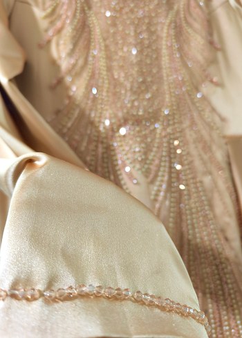 Somon Uzun Drapeli Abiye Elbise - Görsel 2