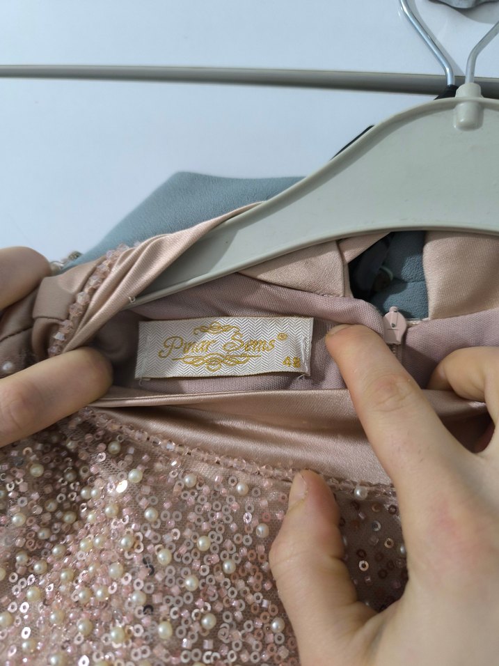 Somon Uzun Drapeli Abiye Elbise - Görsel 5