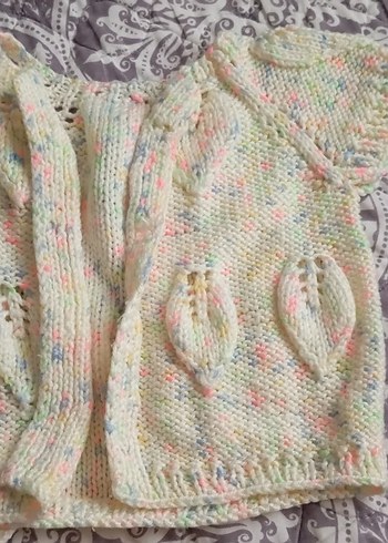 Beyaz Bohem Örgü Kız Yelek - Görsel 2