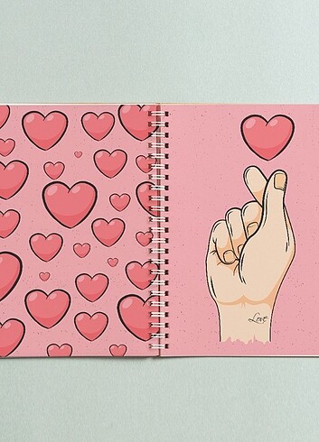 Kalp Defter Spiralli 96 Yaprak Çizgisiz A5