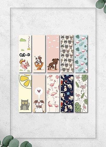 Kedi Köpek 10 Adet Kitap Ayraç Seti 
