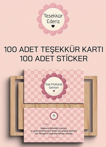 100 adet Teşekkür Kartı ve Stickers set