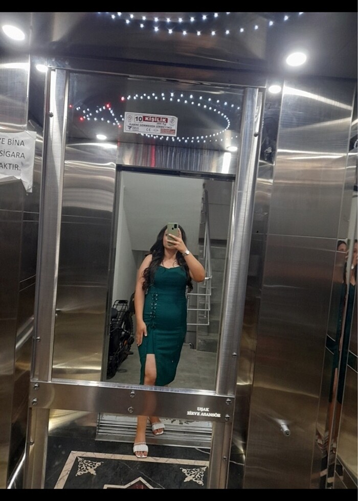 Yeşil kuşgözü elbise - Görsel 2