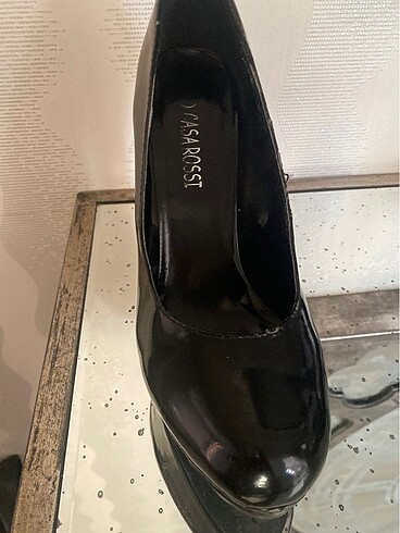 Casa Rossi siyah rugan ayakkabı