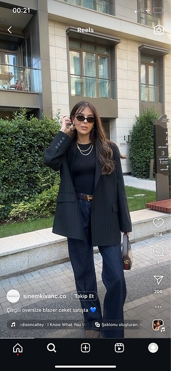 Siyah çizgili Blazer