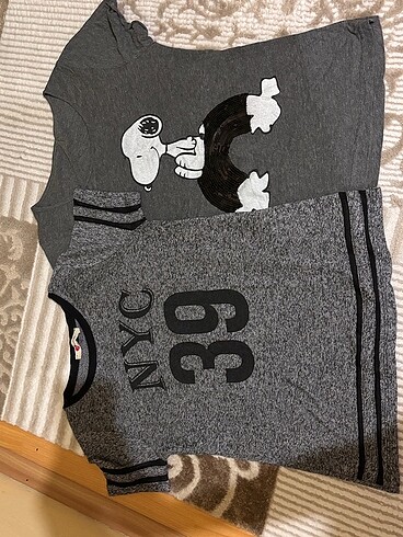 Koton 2 li gri tshirt snoopy ve koton tshirt