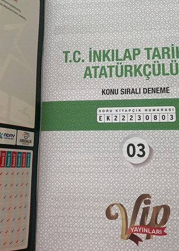  8. Sınıf T.C. İnkılap Tarihi ve Atatürkçülük Deneme Kitabı