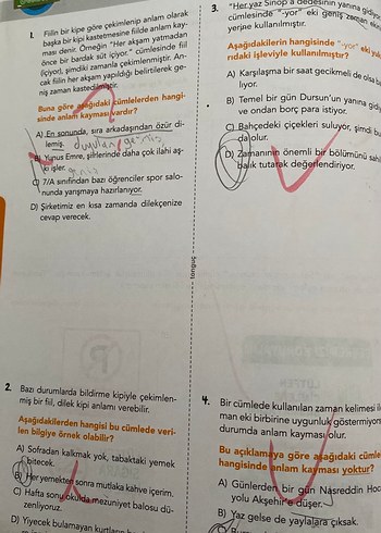  Beden Renk Tonguç 7. Sınıf Dinamo Türkçe Soru Bankası