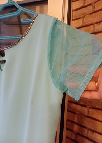 Turkuaz Midi Kadın Elbise - Görsel 7