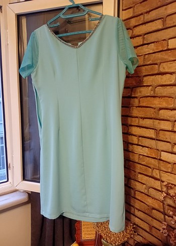 Turkuaz Midi Kadın Elbise - Görsel 4