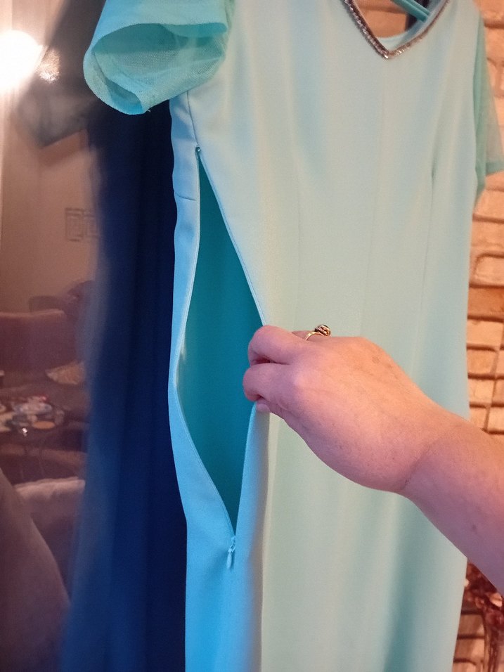 Turkuaz Midi Kadın Elbise - Görsel 5