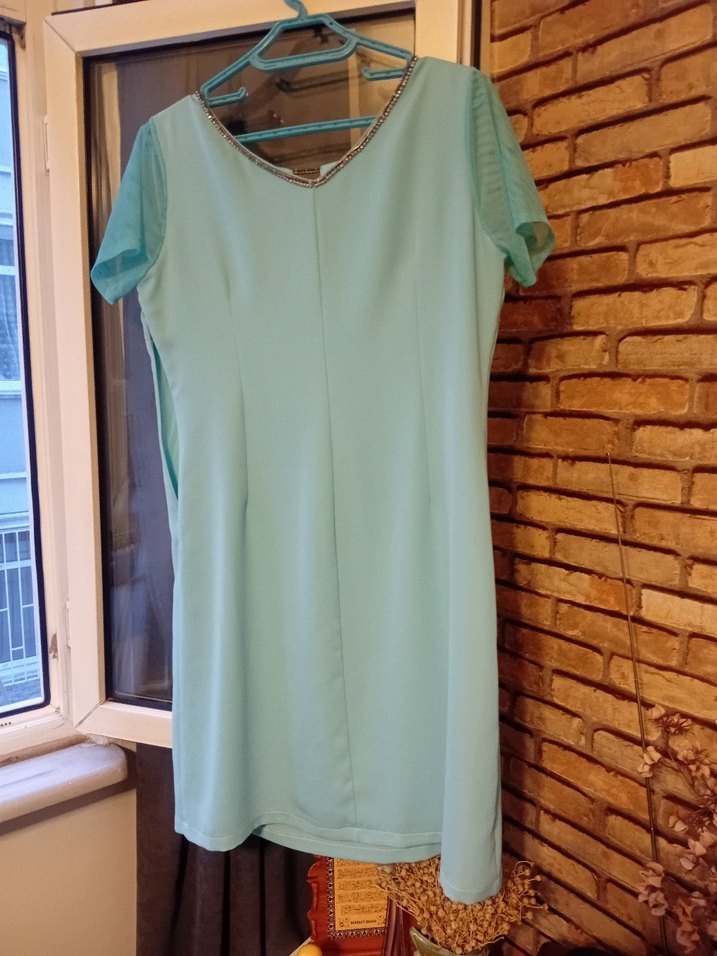 Turkuaz Midi Kadın Elbise - Görsel 4