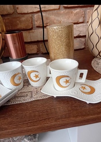 ayyıldızlı porselen kahve fincanı takımı - Görsel 2