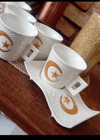 ayyıldızlı porselen kahve fincanı takımı - Görsel 4