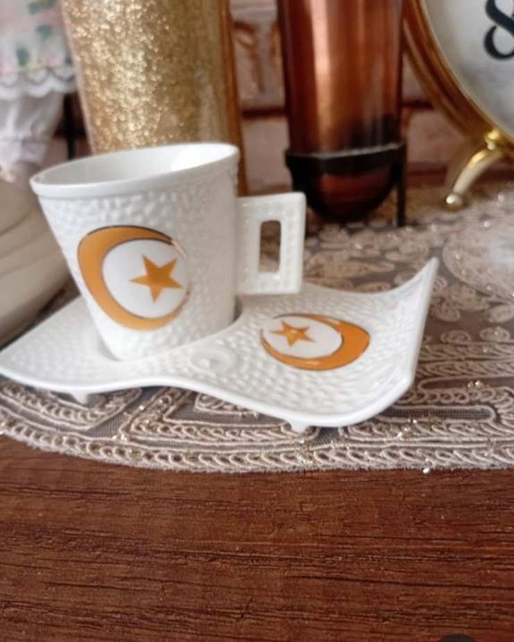 ayyıldızlı porselen kahve fincanı takımı - Görsel 5