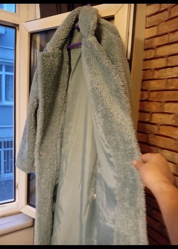 Gri Uzun Peluş Kadın Kaban - Görsel 2