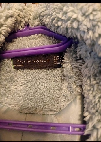 Gri Uzun Peluş Kadın Kaban - Görsel 3