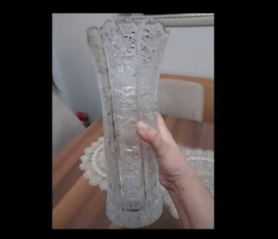 Beyaz Gri Desenli Cam Vazo - Görsel 3