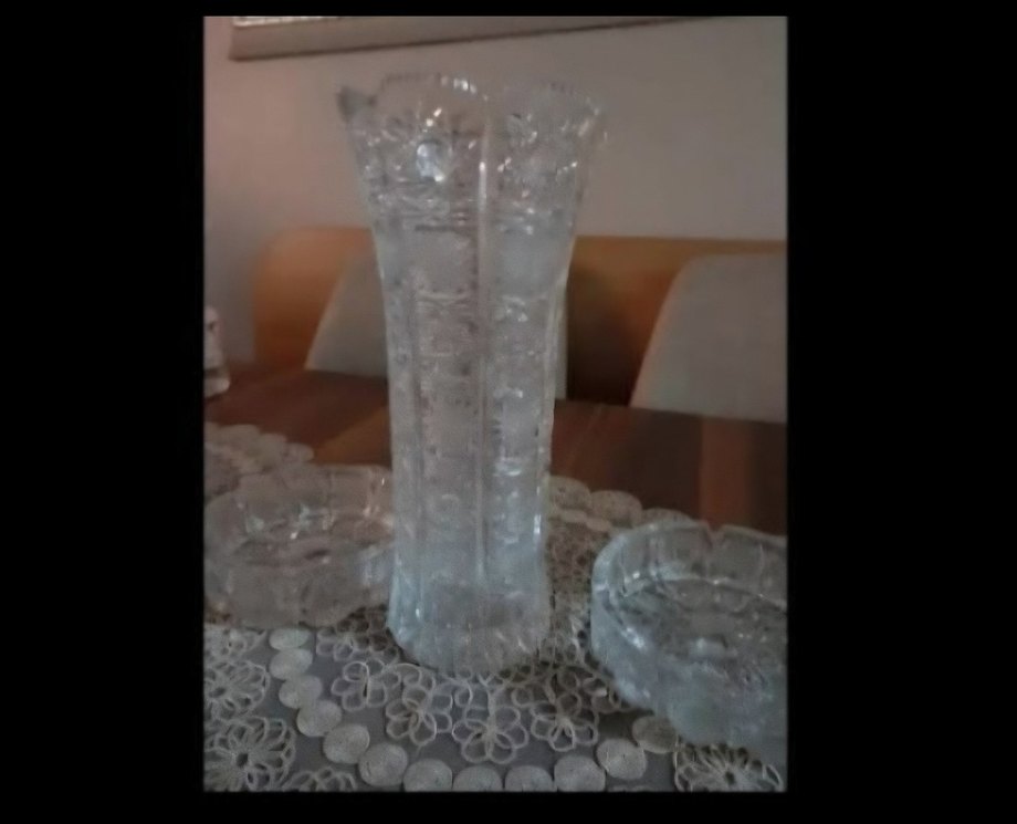 Beyaz Gri Desenli Cam Vazo - Görsel 2