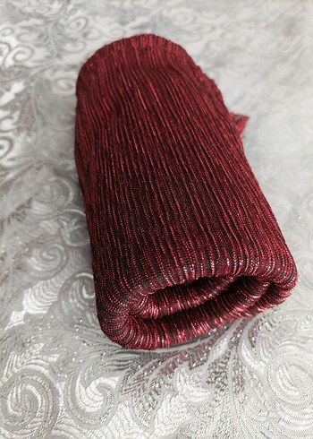  Beden Bordo Pilili Parlak Sentetik Kumaş Şal