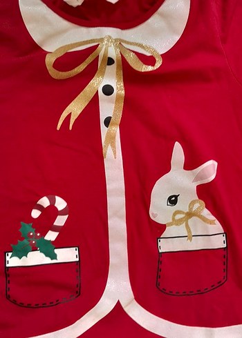 Kız Çocuk Kırmızı Desenli Pamuklu Pijama Takımı - Görsel 4