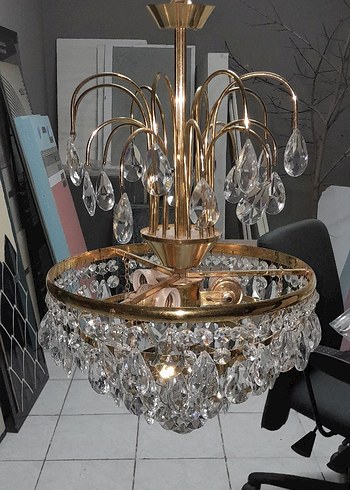 Antika Altın Renkli prinç Kristal Sarkıt Avize - Görsel 2