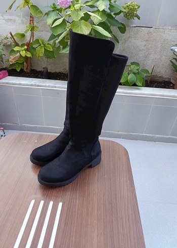 siyah süet geniş konçlu kadın çizme