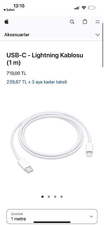 iPhone şarj kablosu