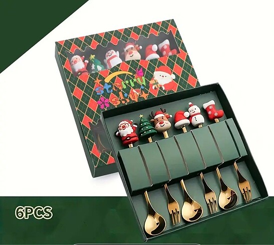 Yılbaşı noel çatal kaşık