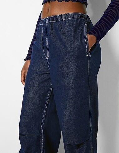 xs Beden lacivert Renk Bershka Jogger Denim