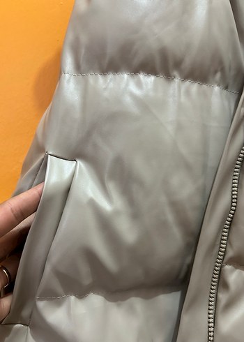 l Beden Bej Fermuarlı Dikişsiz Kadın Deri Yelek