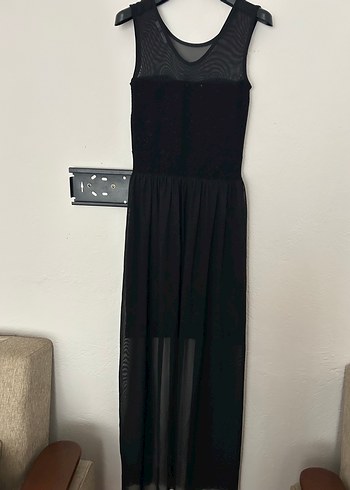 Siyah mini yanları tül abiye - Görsel 5