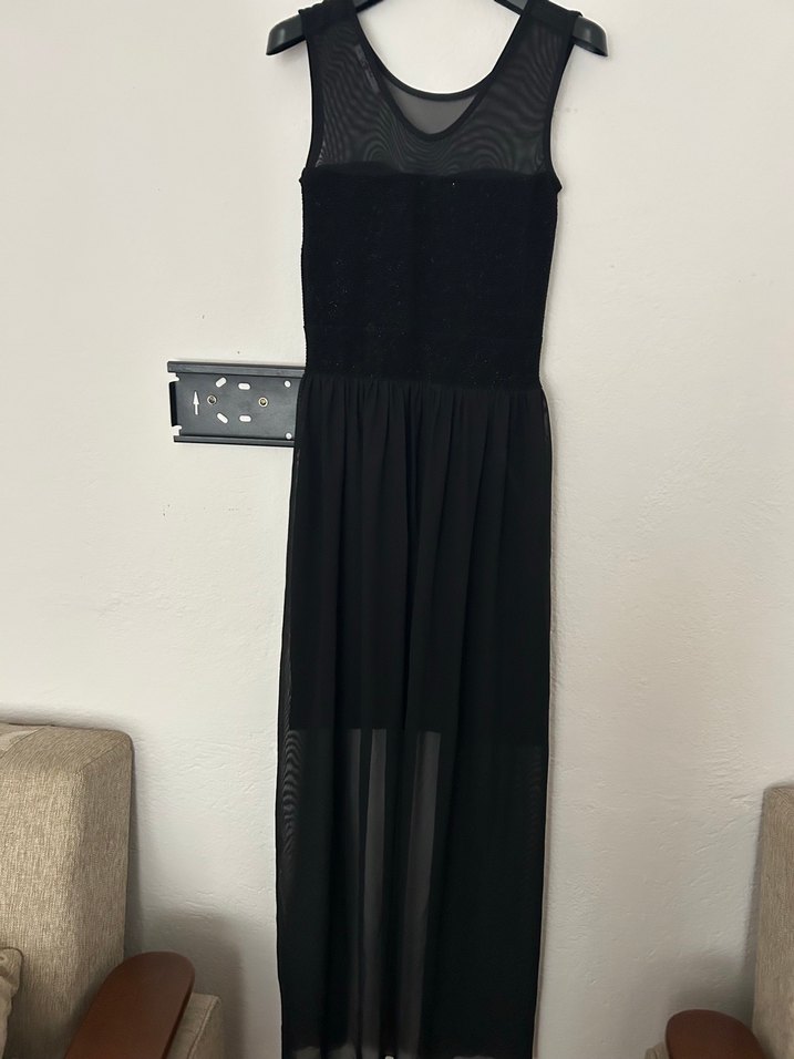 Siyah mini yanları tül abiye - Görsel 5