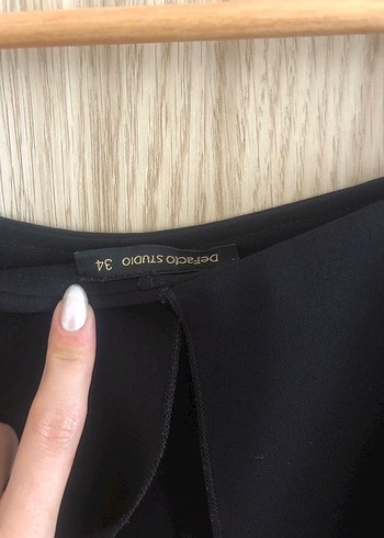 Siyah Midi Kadın Elbise, Fırfırlı, Kısa Kollu - Görsel 3