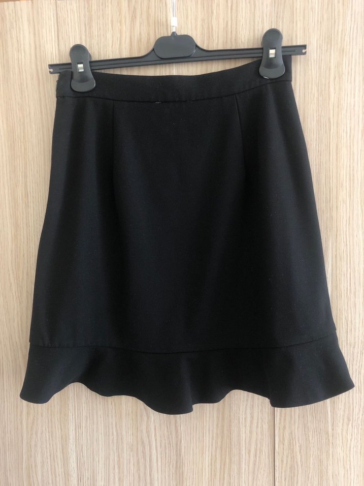 Siyah yırtmaçlı Mini Etek - Görsel 2