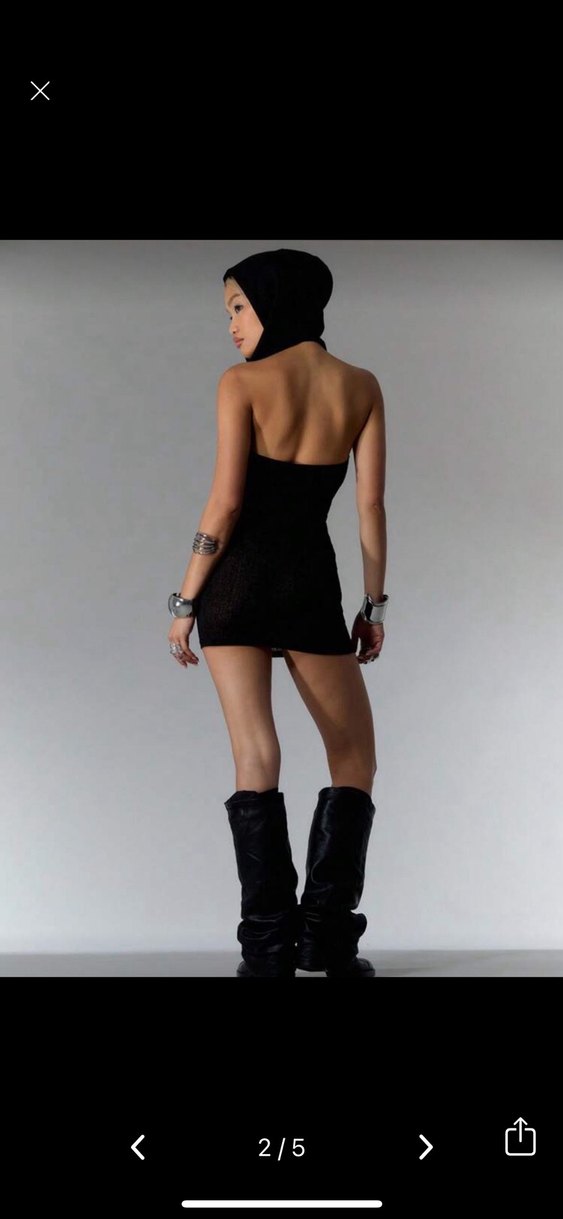 Siyah Mini Elbise - Görsel 2
