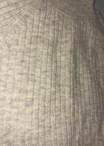 Uzun Kollu Bej Örgü Triko Elbise - Görsel 2